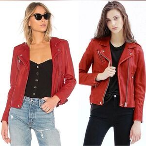 IRO Han distressed leather biker jacket size 38